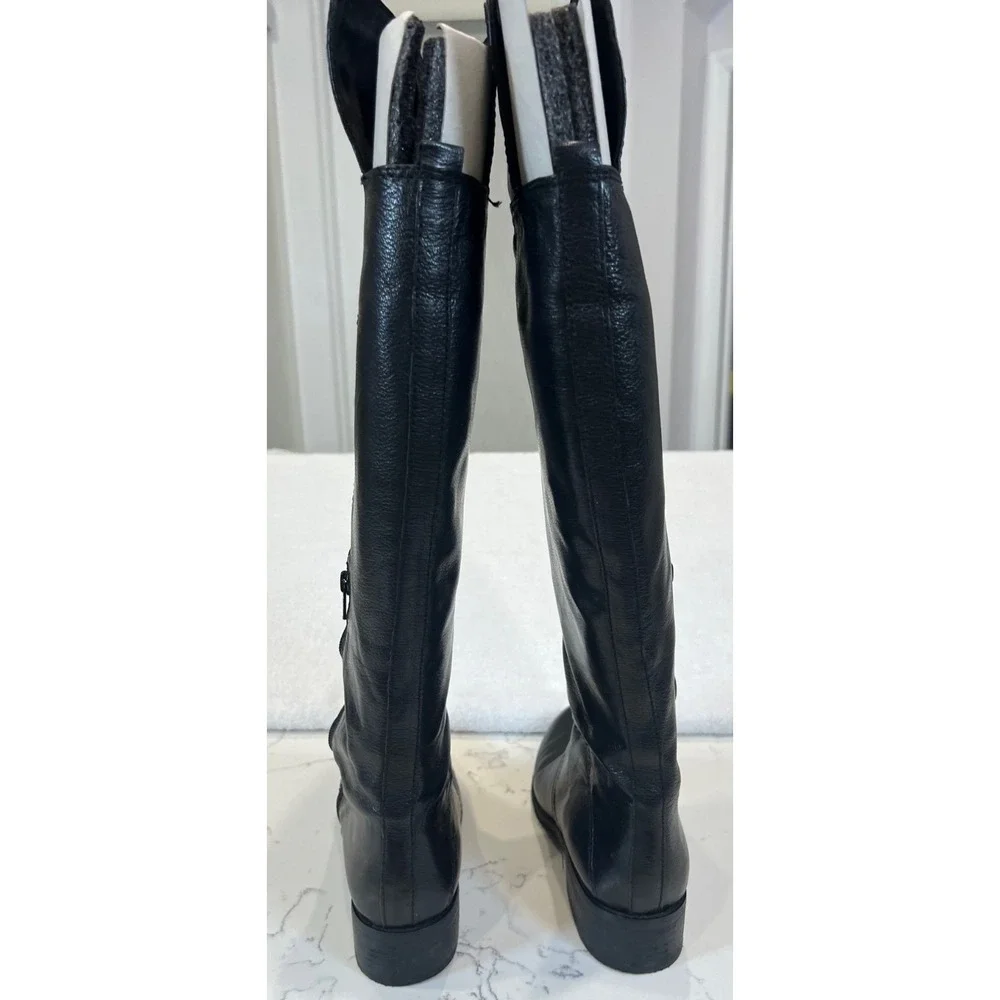 Nine West Noriko Black Knee-High Leather Riding Boots Women 7 M , Gently worn !